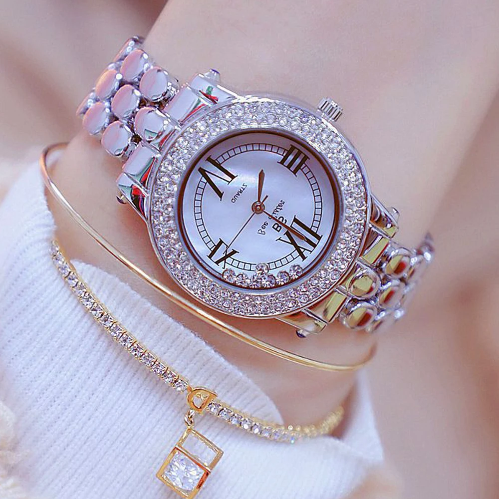 Новые роскошные часы со стразами и браслетом женские модные с бриллиантами