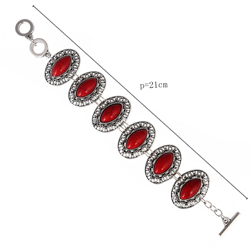 أساور عرقية للنساء ، على الطراز البوهيمي ، بأحجار حمراء وزرقاء ، قابلة للتعديل ، مثالية للشاطئ