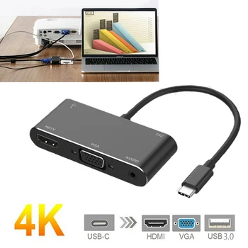 

5 in 1 USB-C HDMI VGA adapter USB-C Type-C to usb3.0 charge 3.5mm Aux Jack Cable Multifunction Converter For Macbook Pro HUAWEI