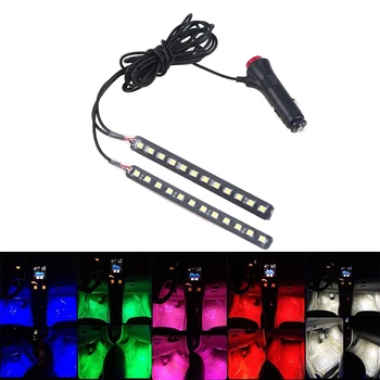 

POSSBAY 2 in 1 Car Interior Light Cigarette Charge Footwell Floor Light 12 LED Decorative Atmosphere Lamp Colorful Ambient Light