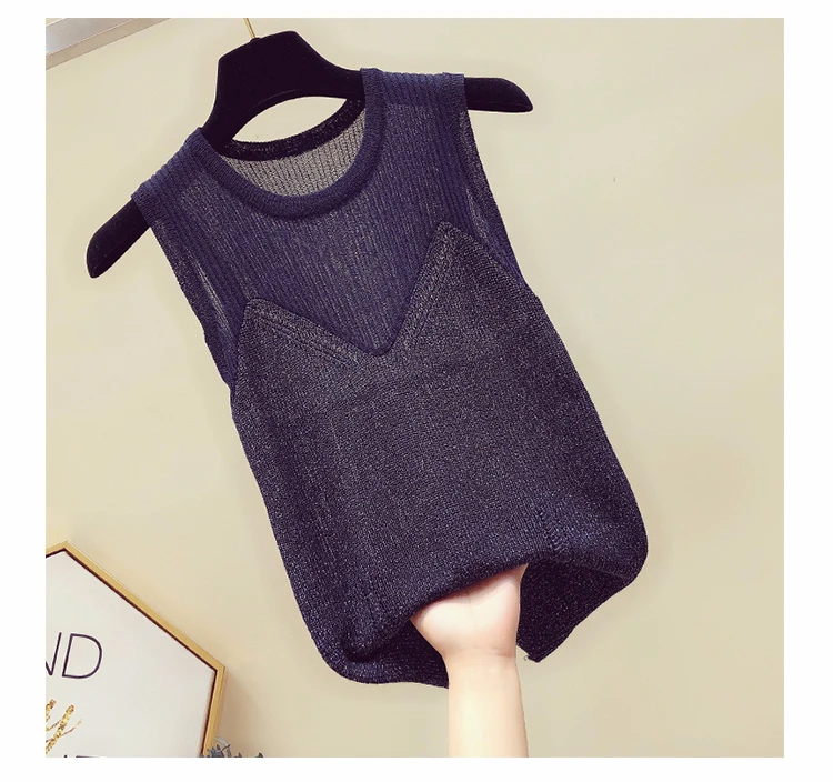 O-neck sleeveless knitted tank top women modis slim basic tops Korean all match Pullover autumn and summer new arrival