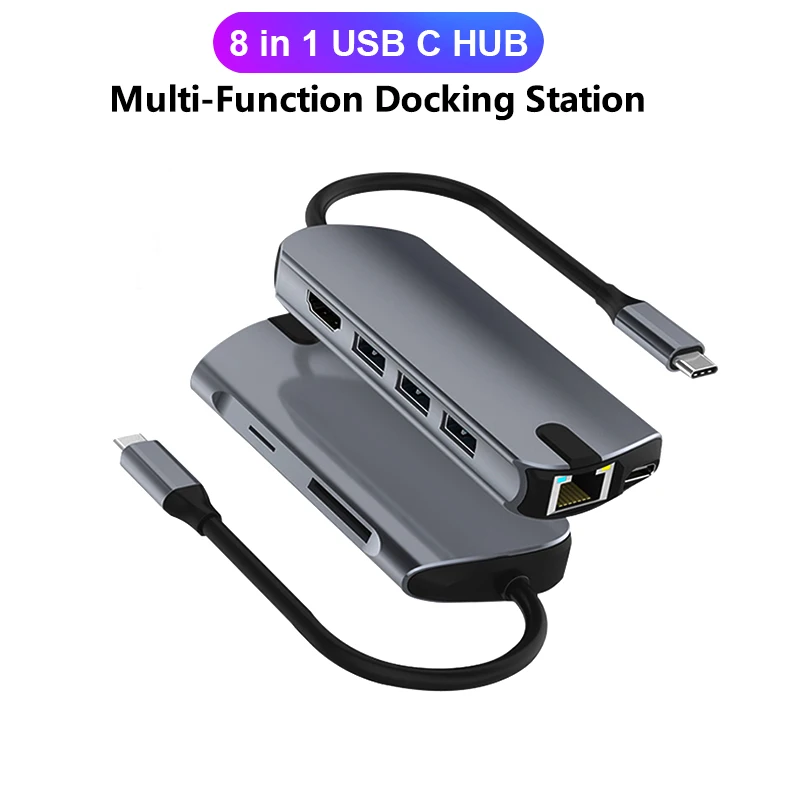 

USB-хаб 8 в 1, совместимый с USB 3,0 и HDMI