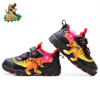 

Dinoskulls Boys Autumn Winter Shoes T-Rex Glowing Sneakers 2020 New Kids LED Light Fashion Child Sports Outdoor Shoes Waterproof