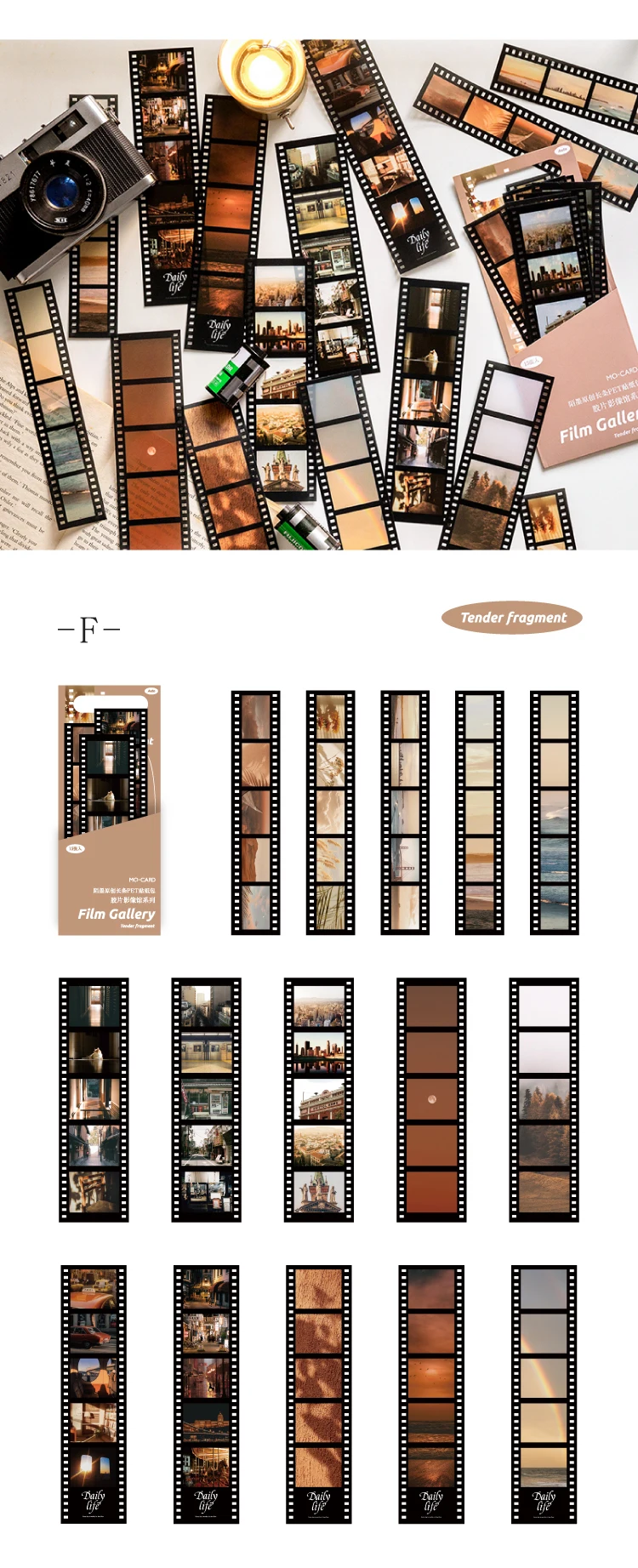 Mr Paper 8 Designs PET White Ink Strip Sticker Pack Film Image Gallery Series Creative Handbook DIY Decorative Sticker