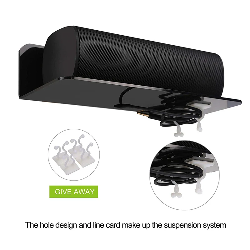 2 Pcs lot Acrylic Floating Wall Shelves Damage Free Expand Wall Space Small Display Shelf for Switch Smart Speaker