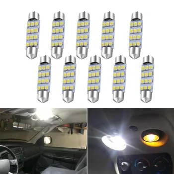

Durable And Practical 10pcs LED 12SMD 42MM 211 Festoon Courtesy Interior Dome Light Bulb 6000K White 578