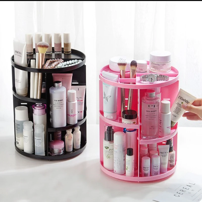 

360 Rotating Cosmetic Storage Rack Organizer Adjustable Rotating Storage Box Large-capacity Cosmetic Brush Lipstick Storage Rack