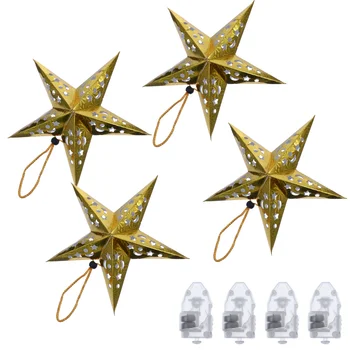 

1 Set of Hanging Light Pentastar Shape Creative Delicate Stereo Durable Christmas Light Party Supply Hanging Decor for Shop Home