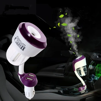 

12V Portable Car Air Humidifier II with 2 USB Car Charger Ports Car Air Freshener Purifier Aroma Oil Diffuser Car Accessories