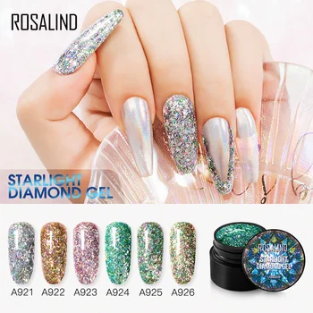 

ROSALIND Gel Nail Polish 6PCS/Set Starlight Diamond Semi Permanent Lot 5ML Gel Varnishes Need Base and Top nail set