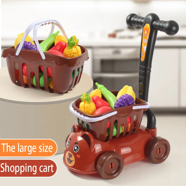 39Pcs/set Children Play House Toys Shopping Cart Trolley Cut Fruit Plastic Vegetable Kitchen Baby Game Kids Pretend Infant Gifts 2