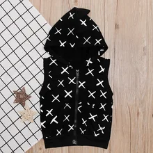 Детская безрукавка в европейском и американском стиле без рукавов с рисунком динозавра для мальчиков; топы с капюшоном; детская одежда