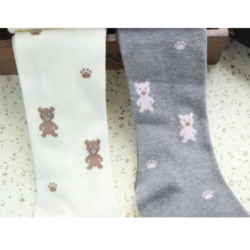 Girls Tights Stockings for Baby Toddler Kids Children Knitted Bear Girl Pantyhose Elastic Cotton Child Cartoon Fashion 2-9 Years