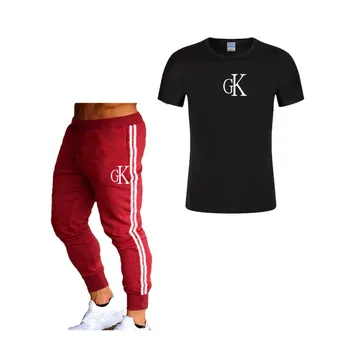 

2piece set men outfits brand t-shirt trousers summer fashion set tracksuit men sport suit jogging sweatsuit basketball jersey