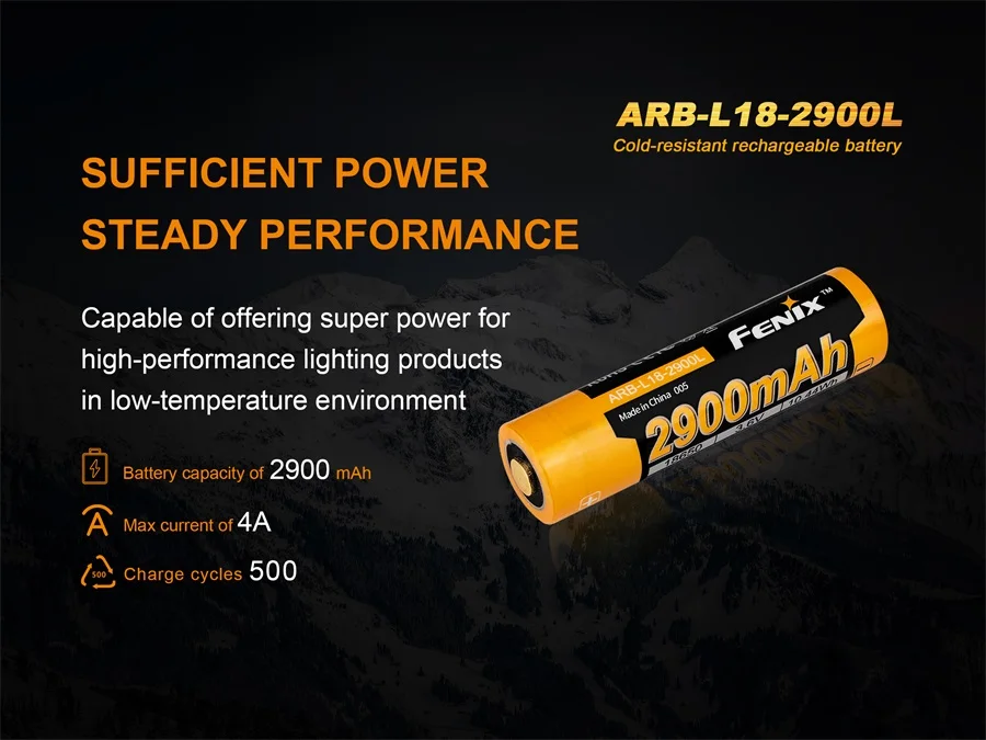 Fenix ARB-L18-2900L 2900mAh холодостойкая аккумуляторная батарея 18650