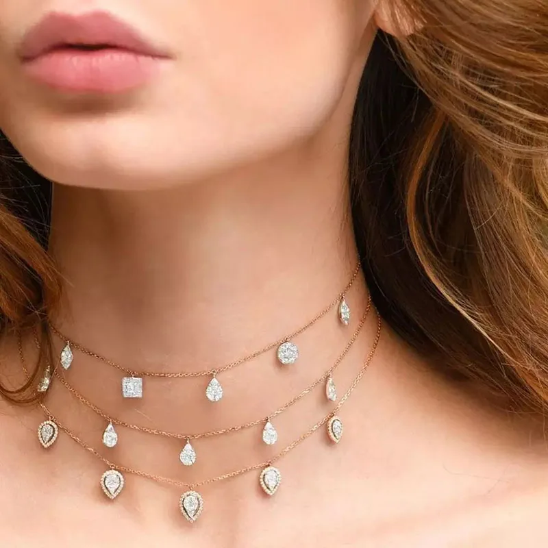 

Funmode Classic Waterdrop Shape AAA Cubic Zircon Pave Choker Pendant Necklace For Women Party Accessories Wholesale FN205