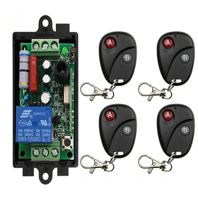 AC 220 V 1CH 10A Relay RF Wireless Remote Control Switch Light Receiver+Transmitter Garage Door lamp/ window | Обустройство дома