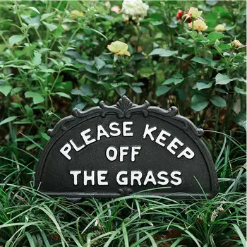 

Gardening Supplies PLEASE KEEP OFF THE GRASS Iron Warning Sign Metal Sign Lawn Protection Sign Stake For Home Garden Decoration