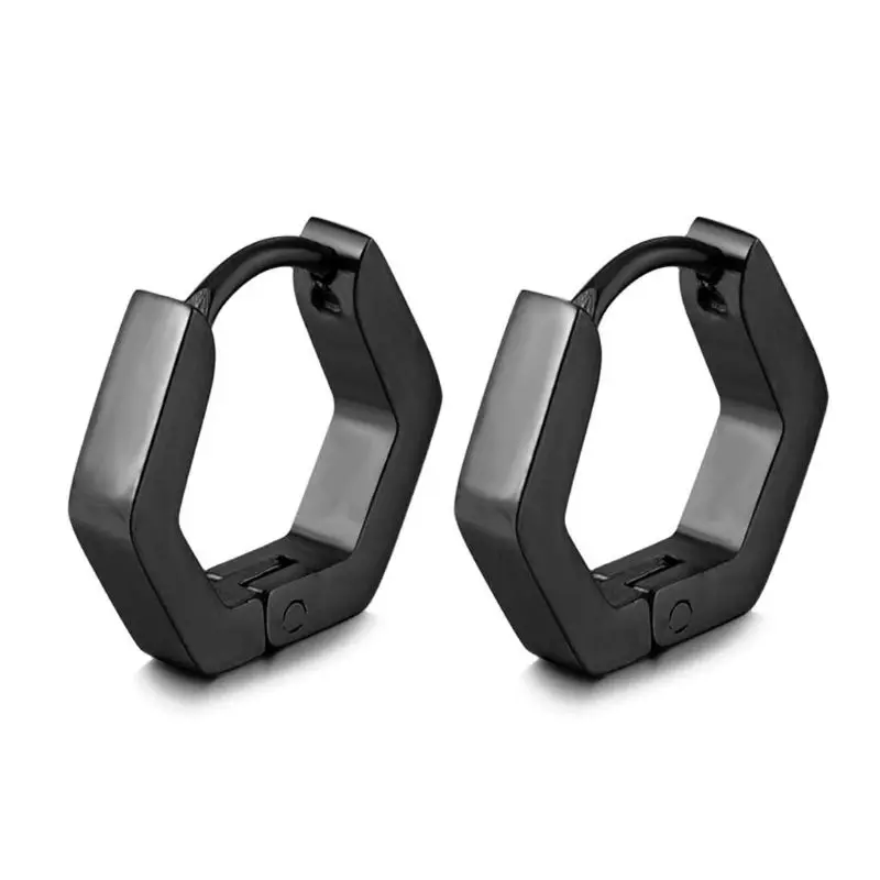 Stainless Steel Huggie Hoop Earrings Stud Earrings Triangle Ear Piercing Studs - Окраска металла: Round