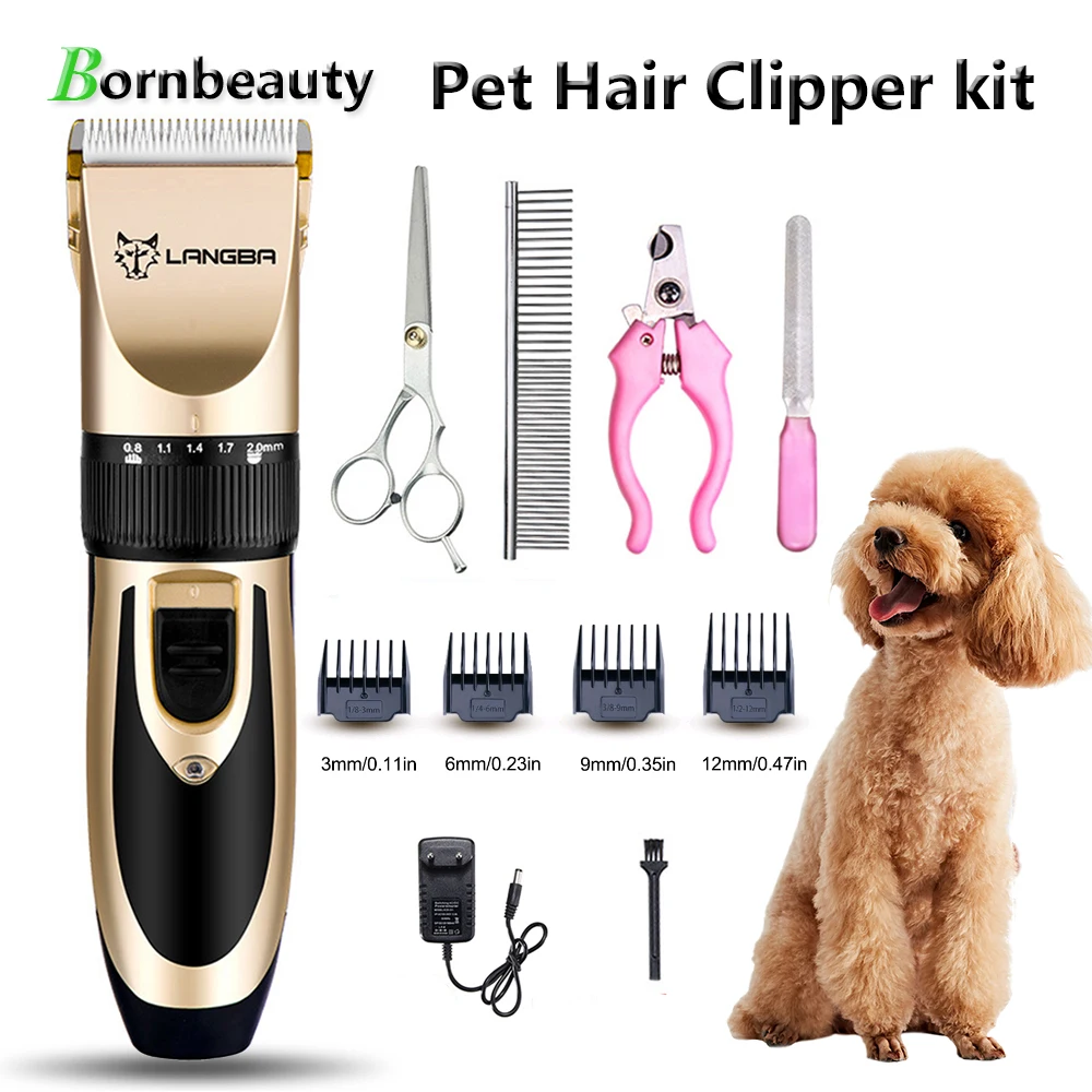 Pet Hair Clipper Kit Professional Animal Shearing Machine Dog Shaver Grooming Hairdresser Clipper with Scissors New 110-240V AC