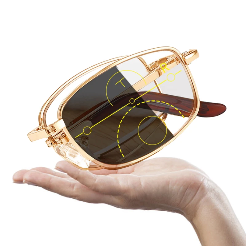 2021 Folding Anti Blue Ray Photochromic Progressive Reading Glasses Men Women Foldable Multifocal Auto-focus Presbyopic | Аксессуары для