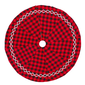 

1Pc Christmas Decorations Christmas Tree Accessories Black Red Christmas Tree Skirt Cloth Christmas Tree Apron (Red Black 48Inch