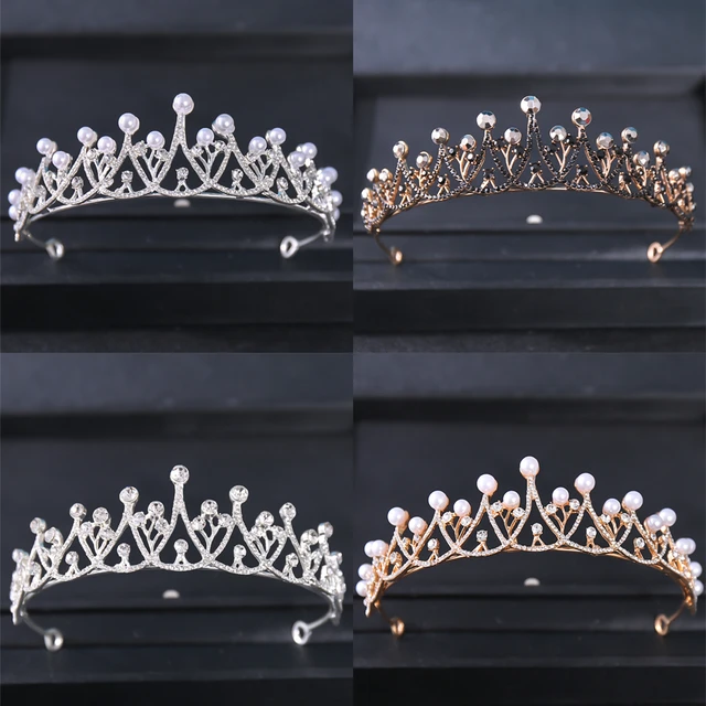 Couronne de princesse en cristal pour les filles, diadèmes d'anniversaire d' enfant en or avec des serres en strass Accessoires pour filles Mariage Bal  costumé