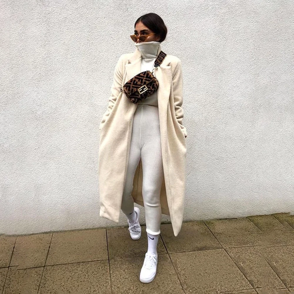 MONMOIRA одноцветное длинное меховое шерстяное пальто для женщин зимняя теплая