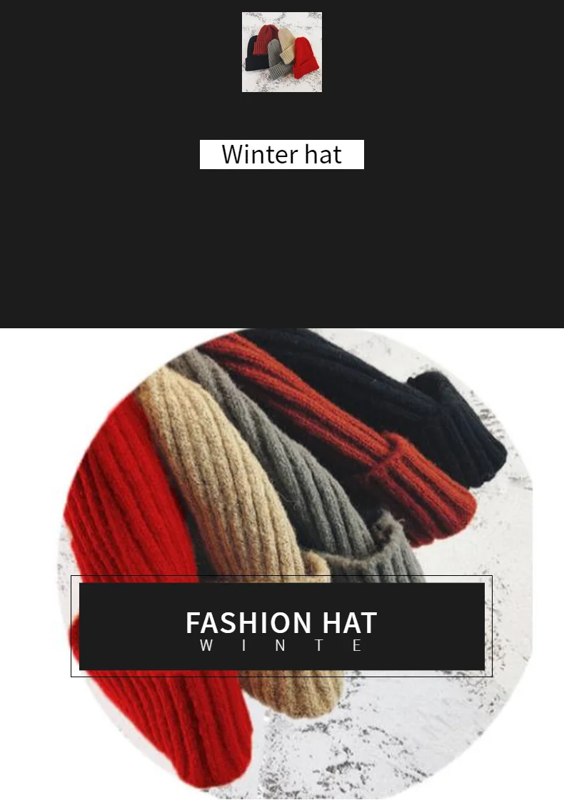 Зимняя шапка высокого качества из хлопка, Повседневные шапки s для мужчин и женщин, теплые зимние вязаные одноцветные модные шапки унисекс