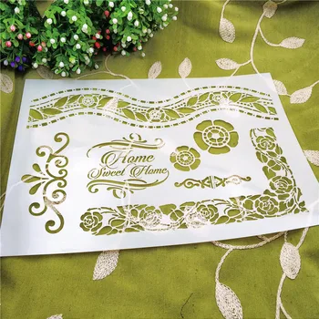 

21*29.5cm The film scrapbook stencils spray plastic mold shield DIY cake hollow Embellishment printing lace ruler Christmas