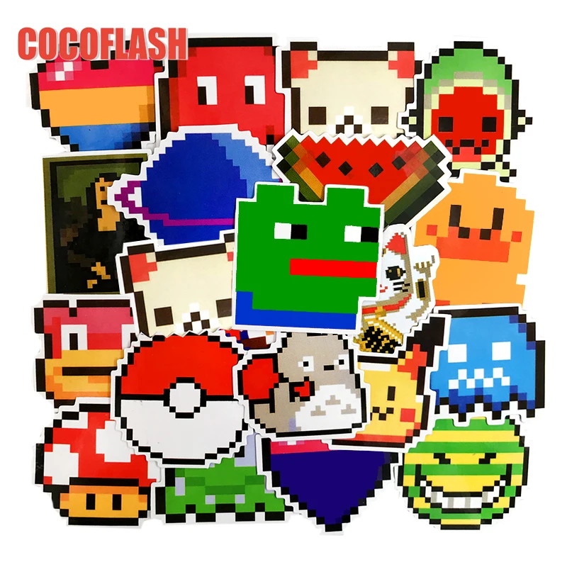 25Pcs/Set Cute Cartoon Character Pixel Series Stickers For Laptop Luggage Motorcycle Phone Skateboard Children