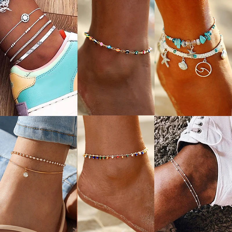 17KM Fashion Beads Shell Anklets for Women Multilayer Eye Star Stone Anklet Foot Bracelet Silver Color Beach Anklet Jewelry 17KM Fashion Beads Shell Anklets for Women Multilayer Eye Star Stone Anklet Foot Bracelet Silver Color Beach Anklet Jewelry