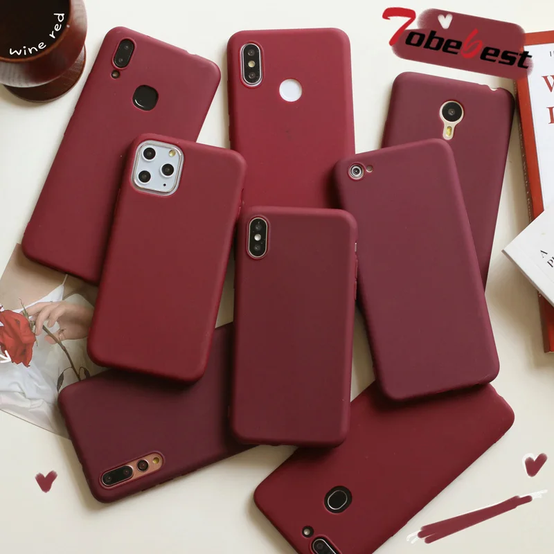 Бордовый матовый чехол для телефона Samsung Galaxy A11 A21 A21S A31 A51 A71 A81 A91 A10 A20 A30 A40 A50 A60 A70 M31