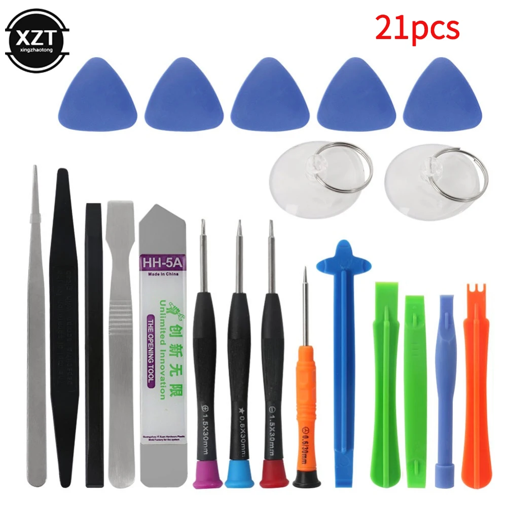 Herramientas de reparación de teléfonos móviles, juego de herramientas de mano 21 en 1, Spudger, palanca de apertura, destornillador para iPhone X, 8, 7, 6S, 6 Plus, tabletas