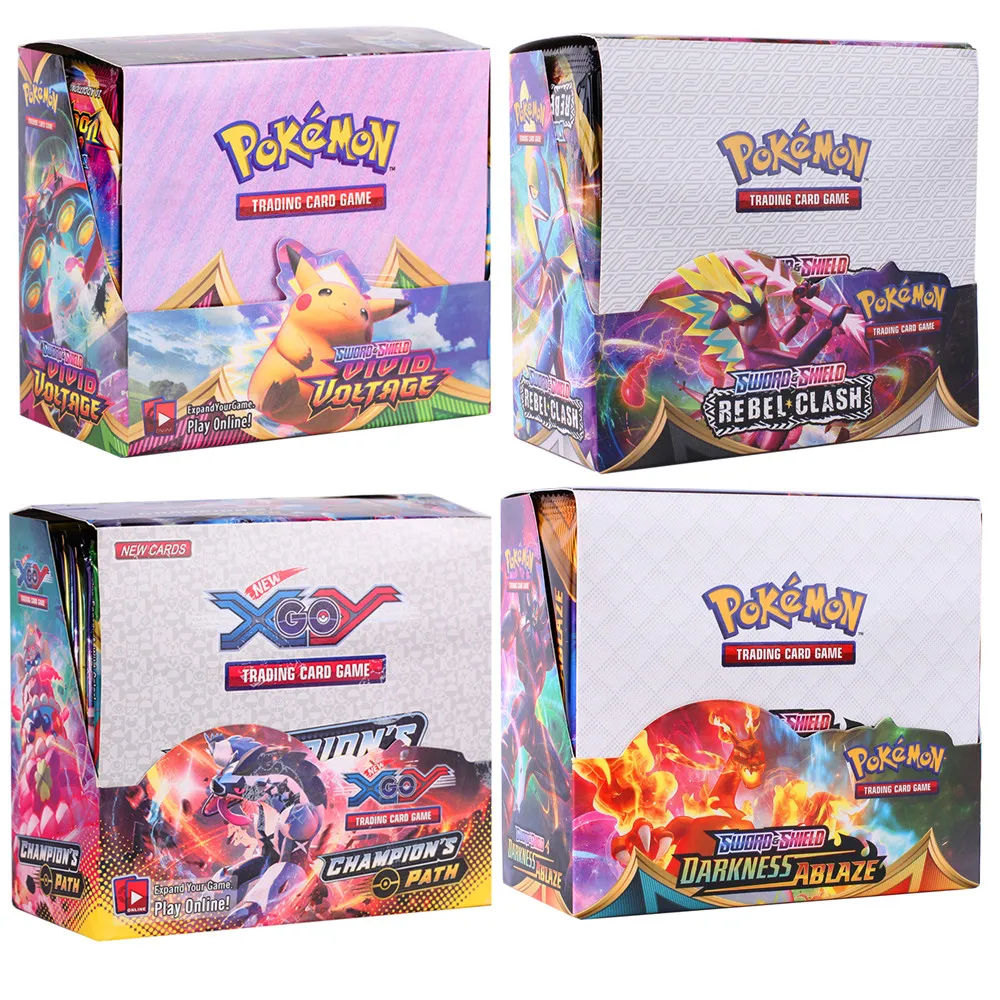 324 pièces Pokemon cartes obscurité embrase tension vive rebelle choc Booster boîte jeu à collectionner cartes amusant pour les enfants Version anglaise
