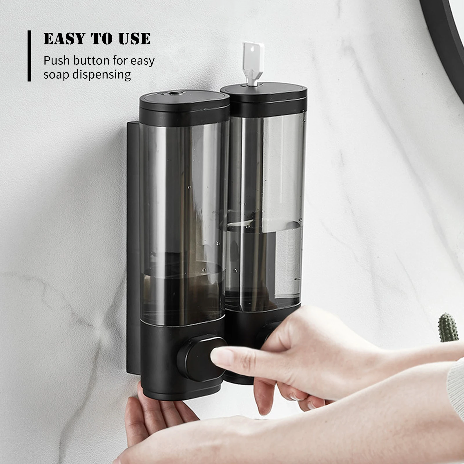 600mL Manual Soap Dispenser Wall Mounted Hand Press Soap Dispenser for Dish Liquid Lotion Shower Gel Shampoo Chamber 4