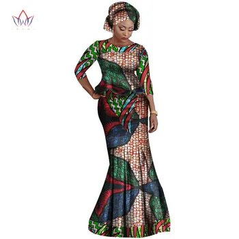 

African Style Bazin Riche Dresses for Women Two Pieces Set Women Half Sleeve Tops and Long African Print Skirt Plus Size WY2536