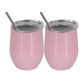 

Novel 2Pcs/Set Vacuum Insulated Tumbler Big Belly Beer Stainless Steel Eggshell Straw Mug Adult Children Gift Household Pruducts