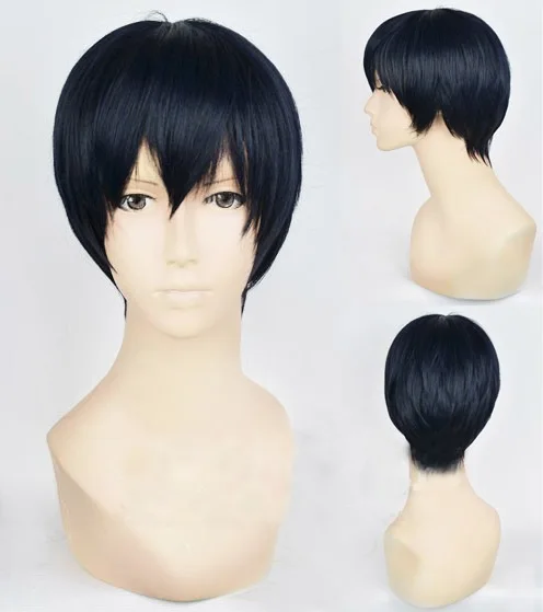 Haikyuu! Парик Tobio Kageyama для костюмированной вечеринки короткий пурпурно синий черный
