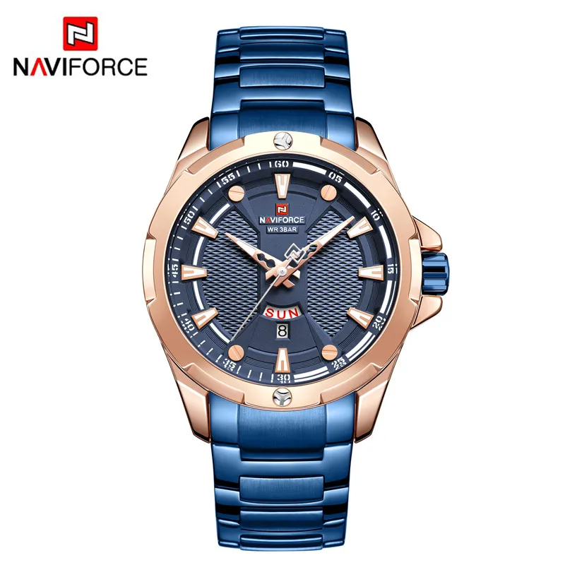 NA916101 without box NAVIFORCE мужские наручные часы водонепроницаемые Авто Дата Неделя мужские часы армейские бизнес из нержавеющей стали спортивные, военные кварцевые мужские часы 9161 - Цвет: NA916101 without box