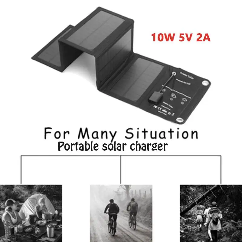 

Solar Charger Solar Panel Monocrystalline Silicon 10W Camp Tool New Energy 5V Durable Solar Power Bank Waterproof