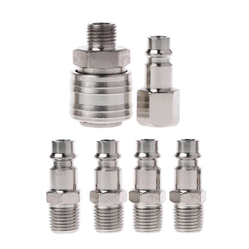 

6Pcs Air Line Hose Compressor Pipe Fitting Connector Quick Release Set 1/4" BSP