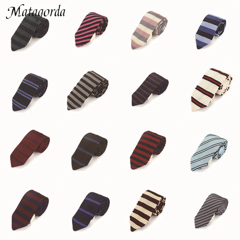 

Matagorda 6CM Slim Tie Men's Tie Fashion Vintage Wool Tie Striped Necktie Multicolor Optional Arrow Knit Tie Gravata Bowtie Gift