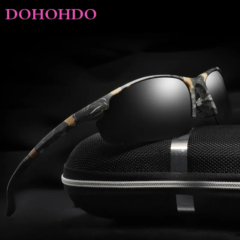 DOHOHDO Men's Sports Polarized Sunglasses Men's Car Driving Night Vision Sun Glasses Camo Half Frame Luxury Brand Designer Gafas