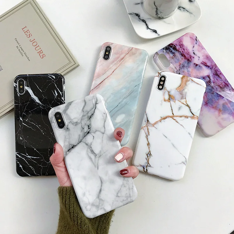 Ottwn Marble Stone Case For iPhone 7 11 Pro XS Max Case Soft IMD Back Cover For iPhone 6 6s 7 8 Plus For iPhone X XR Phone Case