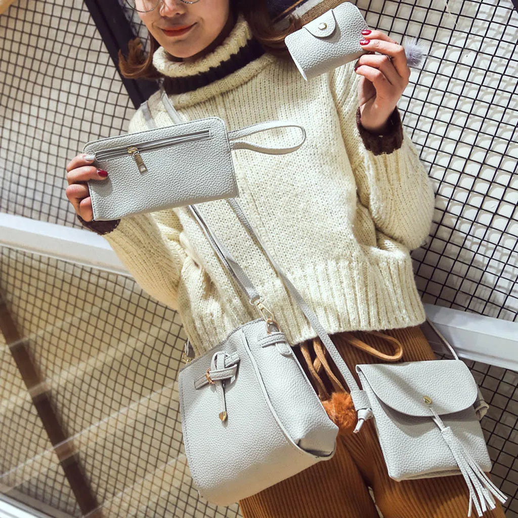 4pcs Woman Bag Set Fashion Female Purse and Handbag Four-Piece Shoulder Bag Tote Messenger Purse Bag Drop Shipping Oct 08