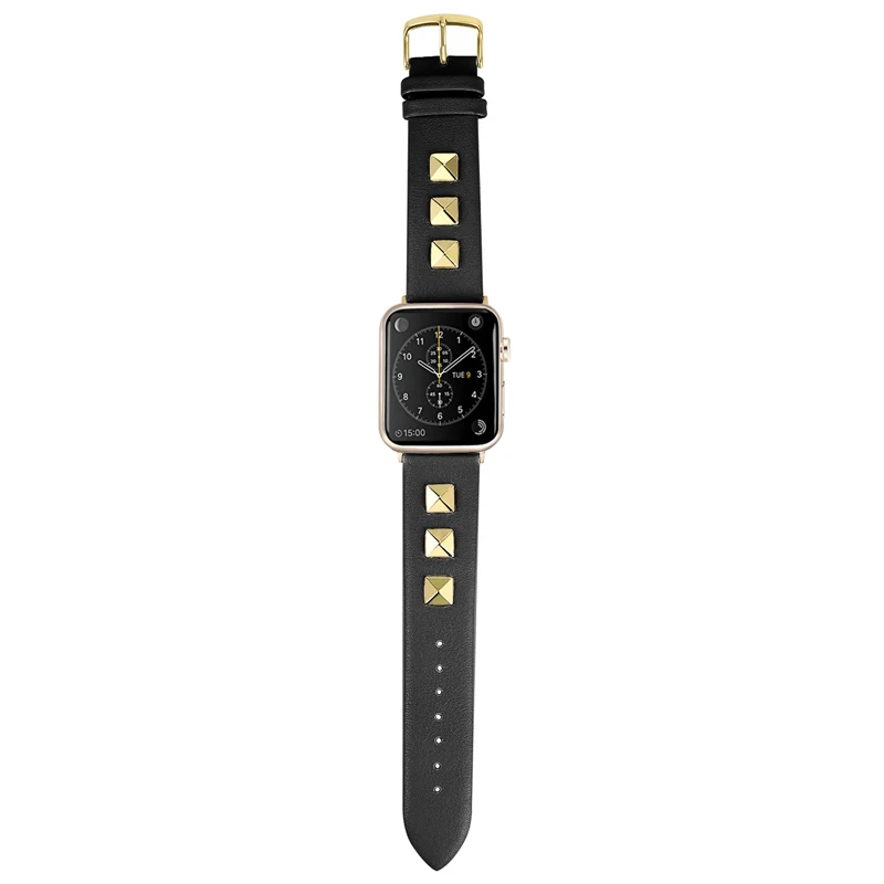 Для Apple Iwatch Series 4 3 2 1 Смарт-часы ремешок из натуральной кожи с заклепками дизайн браслет ремешок на запястье петля ремень 38 мм 40 мм 42 мм 44 мм