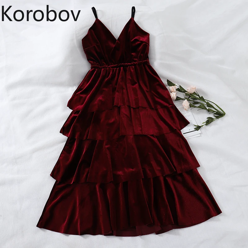 Женское вечернее платье с открытыми плечами Korobov корейское однотонное v образным
