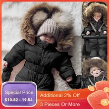 Лидер продаж; зимний комбинезон-жакет для маленьких мальчиков и девочек; комбинезон с капюшоном; теплое плотное пальто; Прямая поставка; Детское пальто