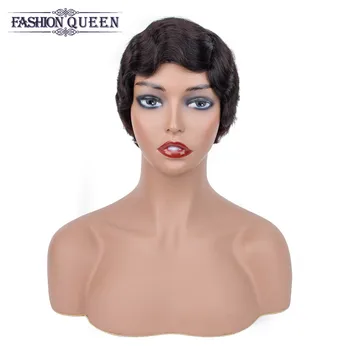 

Brazilian Wigs For Black Women Machine Made Short Human Hair Wigs Loose Wave Nature Color Wig Fashion Queen